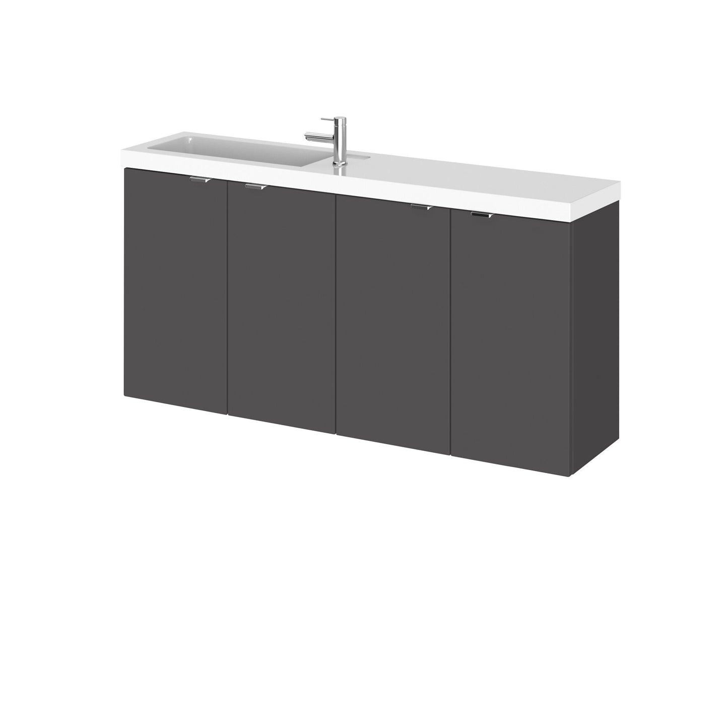 Hudson Reed Fusion 1000mm Gloss Grey Wall Hung 2 Door Compact Vanity Unit with Basin