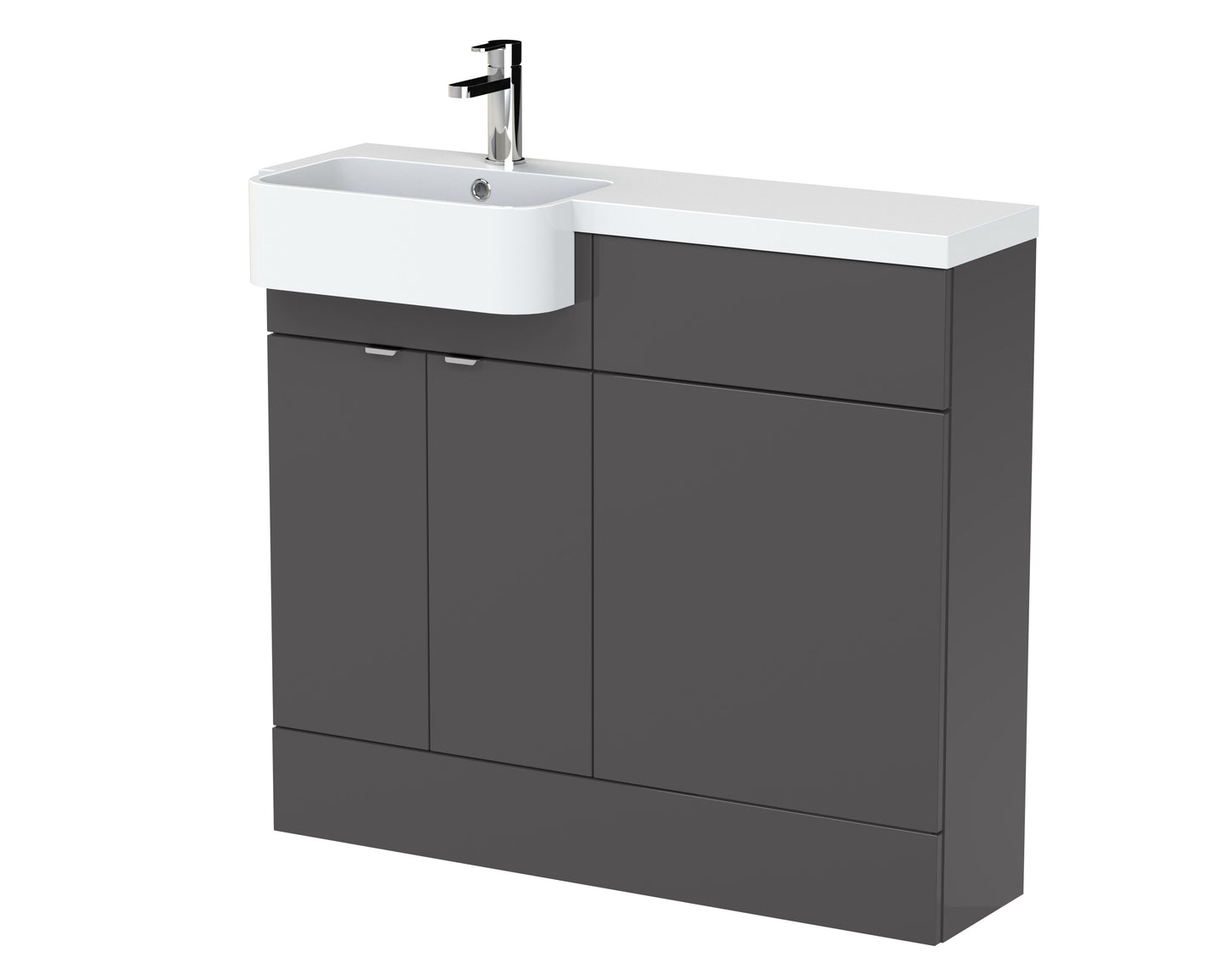 Hudson Reed Fusion 1000mm Floor Standing 2 Door Vanity Unit & Toilet Basin Combination With Soft Close Doors