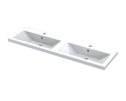 Fusion 2 Tap Hole Twin Ceramic Basin with Deep 40mm Profile 1200mm