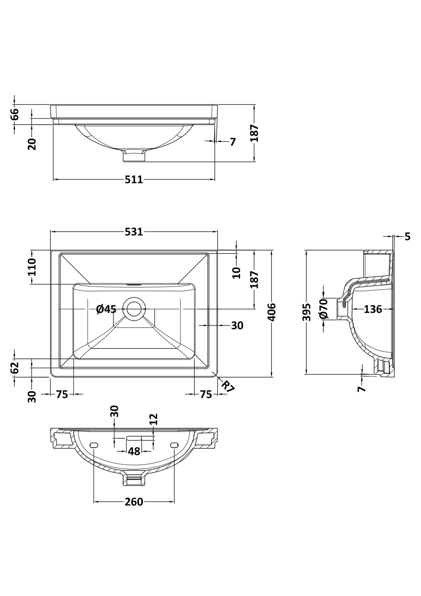 500mm Classique Basin 0TH