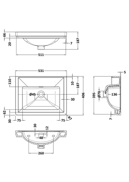 500mm Classique Basin 0TH