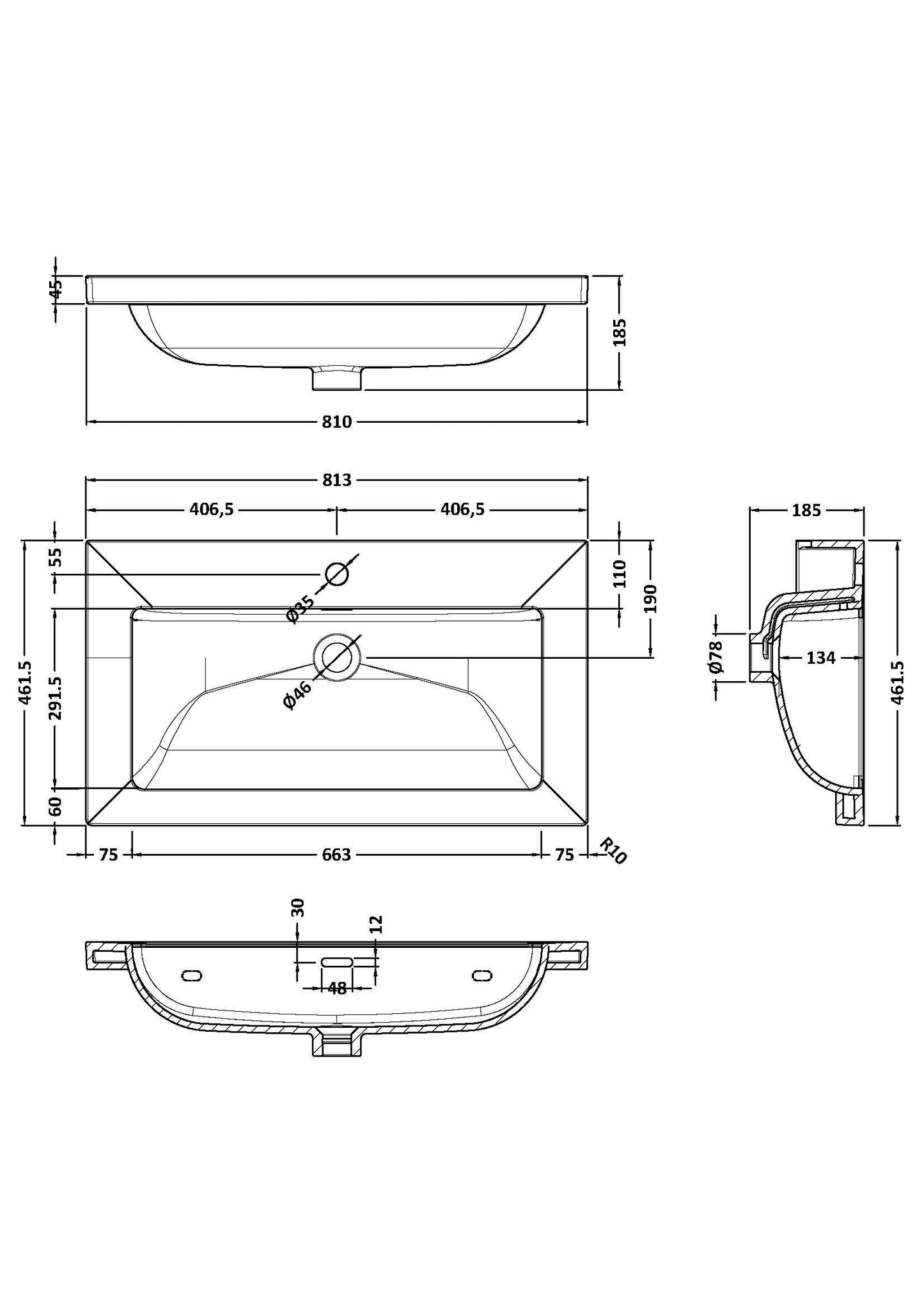 1 Tap Hole Minimalist Basin - 800 x 460