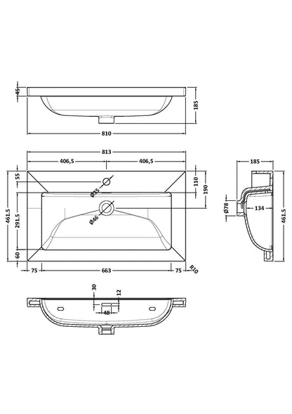 1 Tap Hole Minimalist Basin - 800 x 460