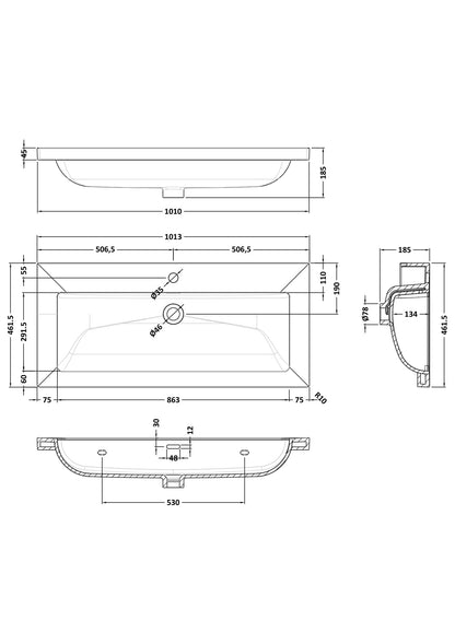 1 Tap Hole Minimalist Basin - 1000 x 460