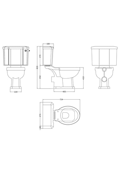 Hudson Reed Richmond Traditional 474mm Close Coupled Pan & Cistern