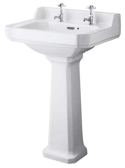 Hudson Reed Richmond 565mm Traditional 2 Tap Hole Basin & Pedestal