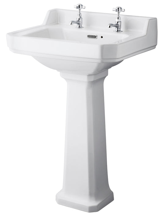 Hudson Reed Richmond 565mm Traditional 2 Tap Hole Basin & Pedestal