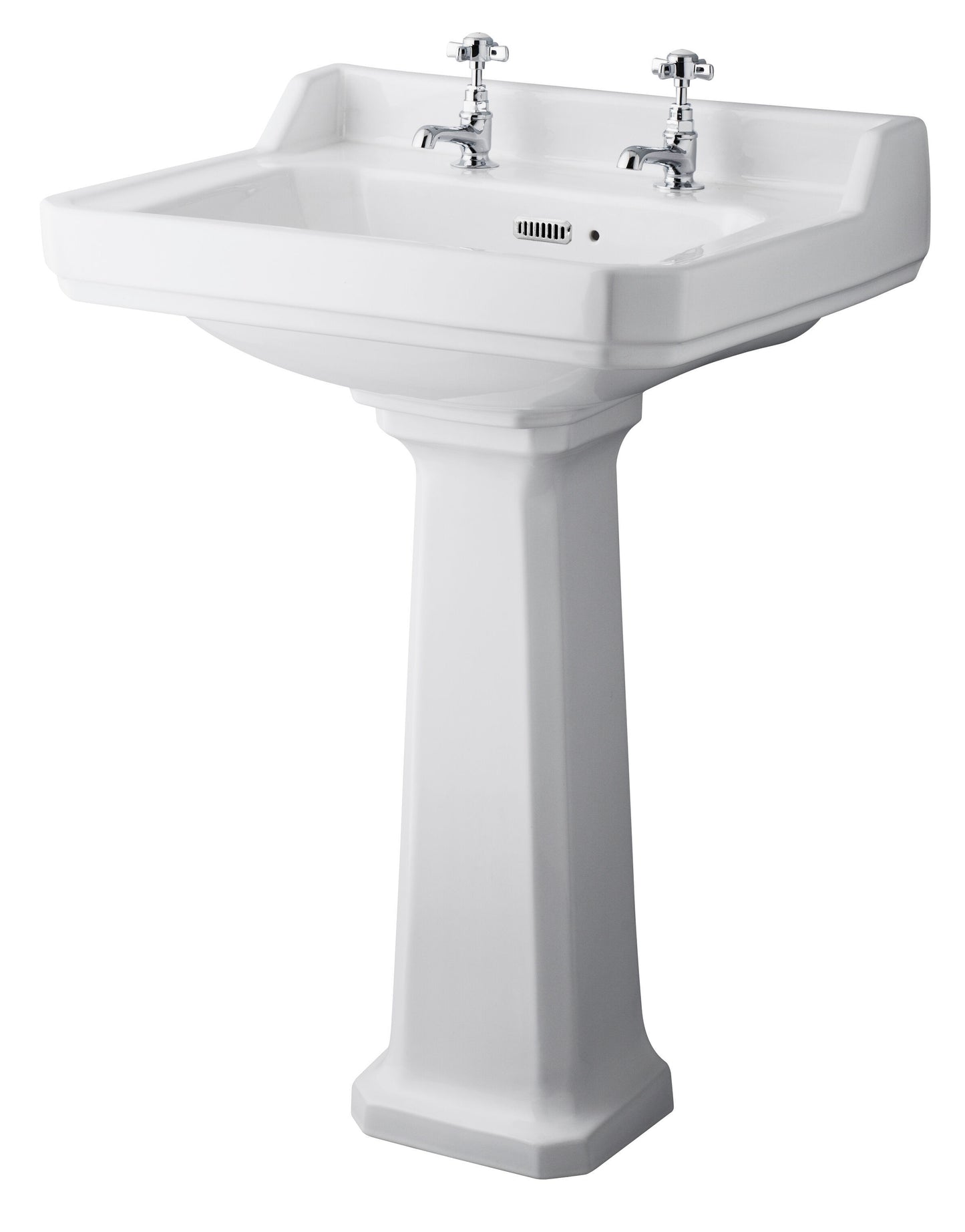 Hudson Reed Richmond 600mm Comfort Height Pedestal Basin 2 Tap Hole