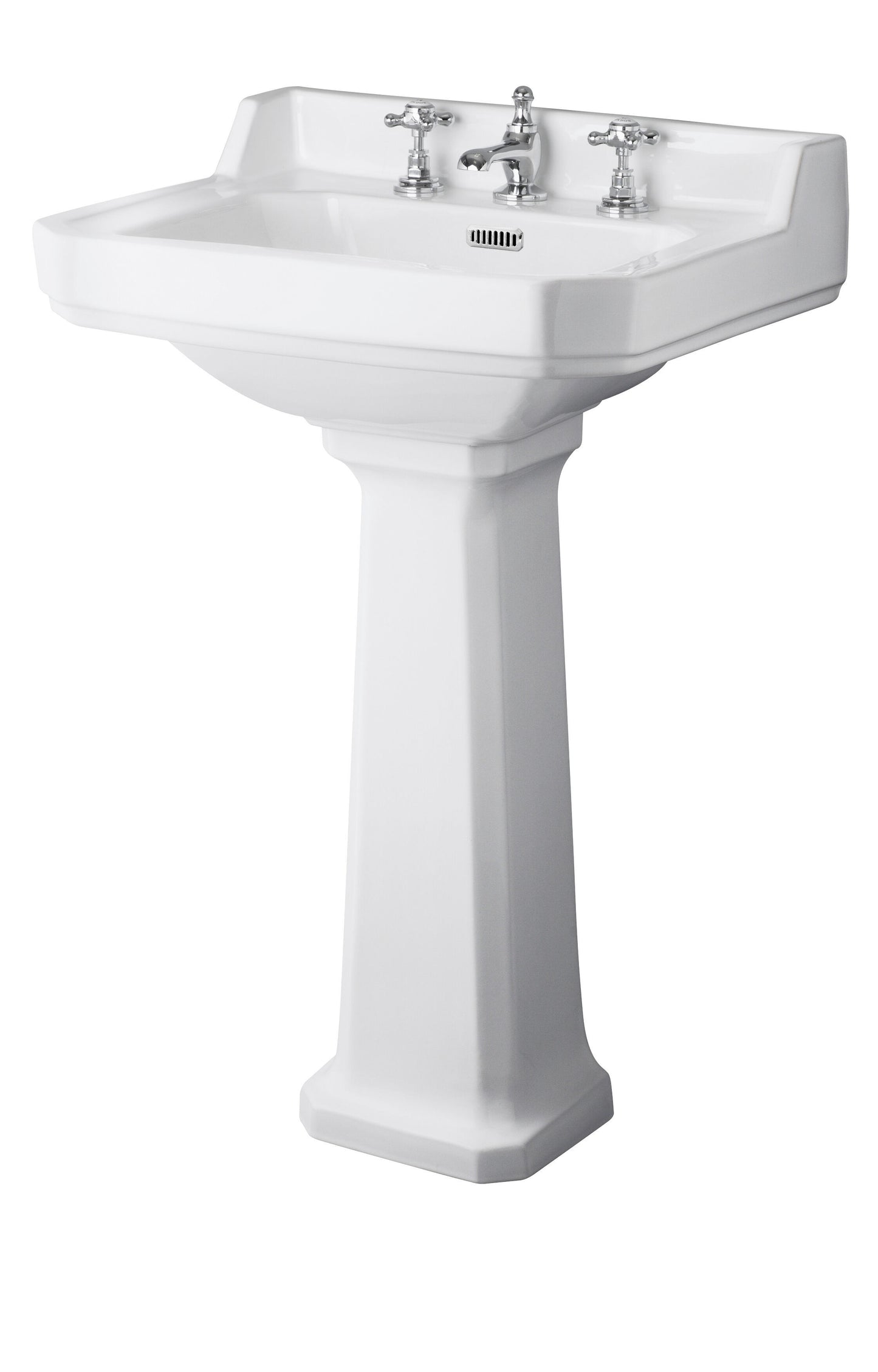 Hudson Reed Richmond 560mm Comfort Height 3 Tap Hole Basin With Pedestal