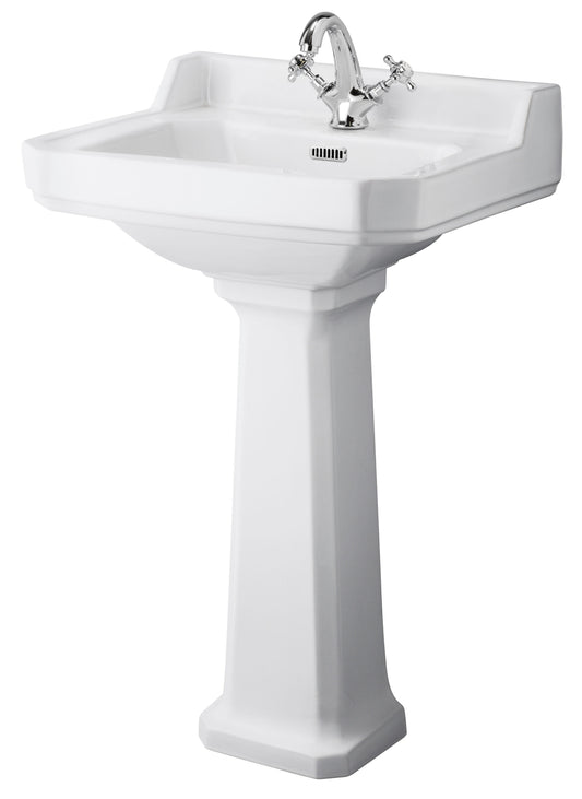 Hudson Reed Richmond 560mm Comfort Height 1 Tap Hole Pedestal Basin