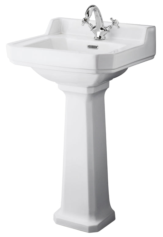 Hudson Reed Richmond 500mm Comfort Height 1 Tap Hole Pedestal Basin