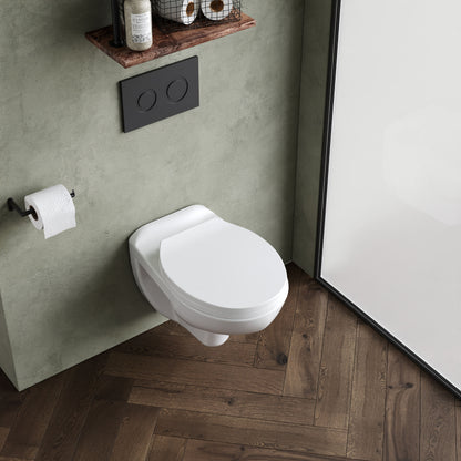 Nuie 535mm Wall Hung Toilet Pan With Soft Close Seat