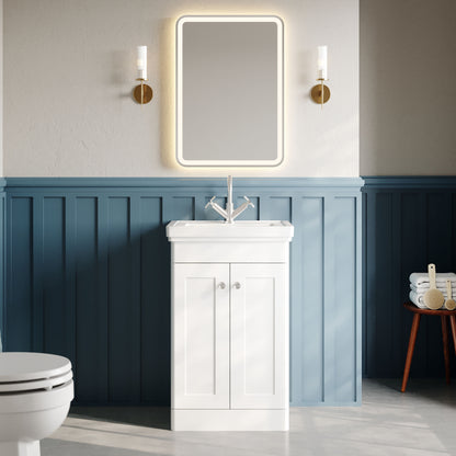Nuie Classique 500mm Floor Standing 2 Door Vanity Basin Unit With Basin