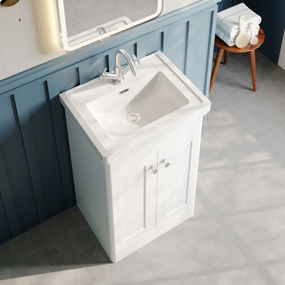 Nuie Classique 500mm Floor Standing 2 Door Vanity Basin Unit With Basin