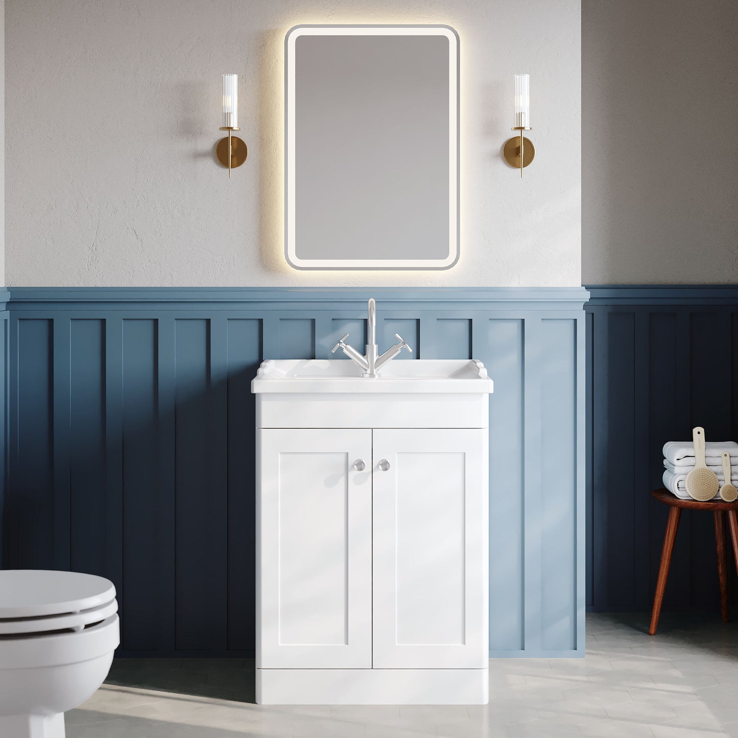 Nuie Classique 600mm Floor Standing 2 Door Vanity Unit With 1 Tap Hole & Soft Close Doors