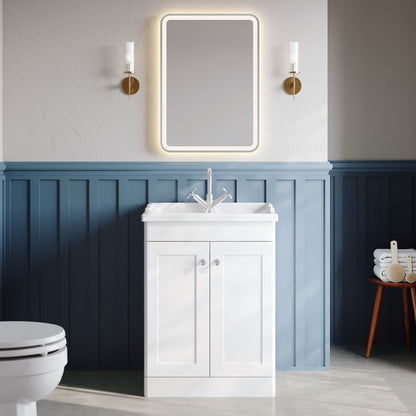Nuie Classique 600mm Floor Standing 2 Door Vanity Unit With 1 Tap Hole & Soft Close Doors