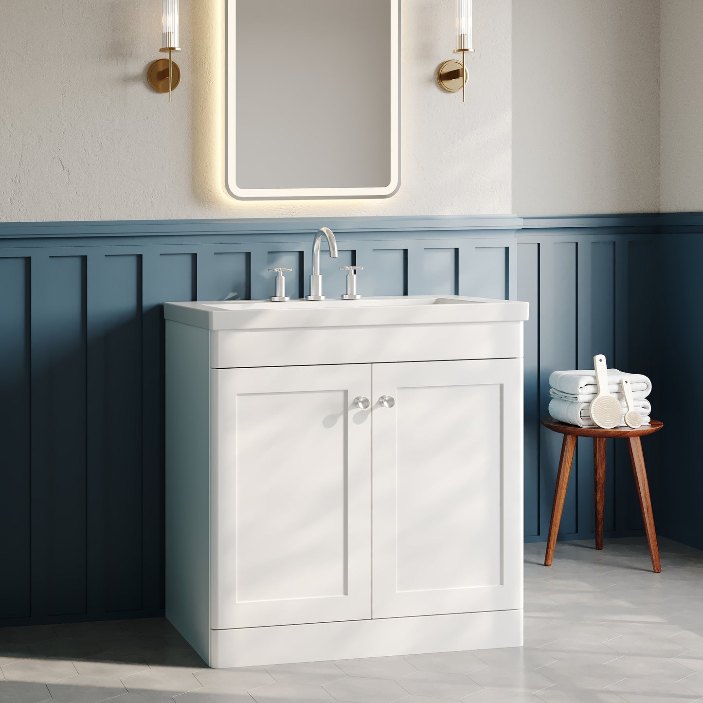Classique 800mm Floor Standing 2-Door Vanity with Basin - 3 Tap Hole