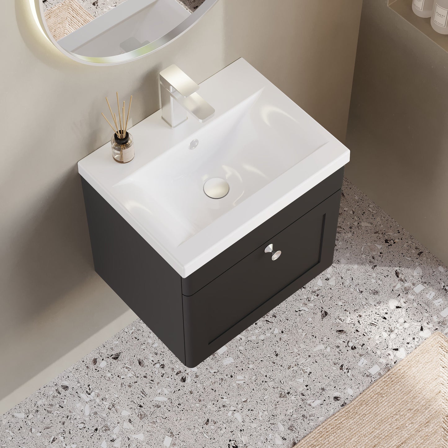 Nuie Classique 500mm Wall Hung 1 Drawer Vanity Unit & Basin