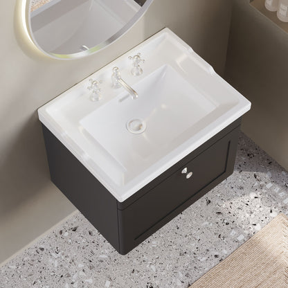Nuie Classique 600mm Wall Hung 1 Drawer Unit & 3 Tap Hole Basin