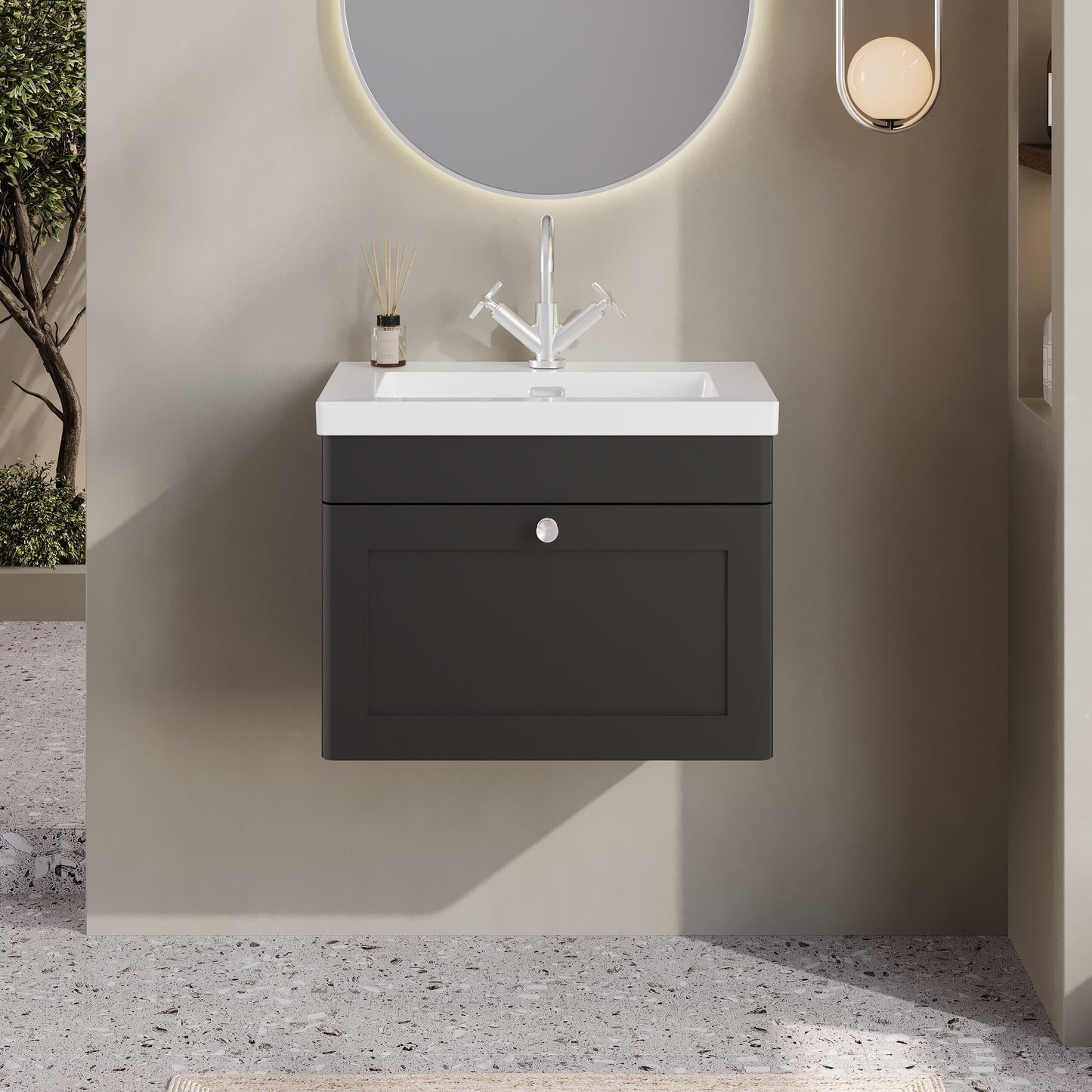Classique 600mm Wall Hung 1-Drawer Vanity with Basin - 1 Tap Hole