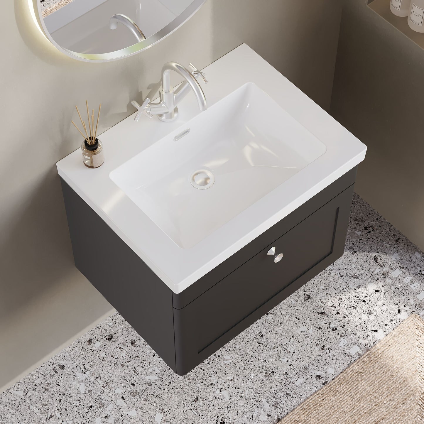 Classique 600mm Wall Hung 1-Drawer Vanity with Basin - 1 Tap Hole