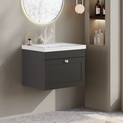 Classique 600mm Wall Hung 1-Drawer Vanity with Basin - 1 Tap Hole