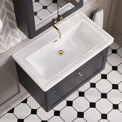 Nuie Classique 800mm Wall Hung 1 Drawer Vanity Unit with Basin