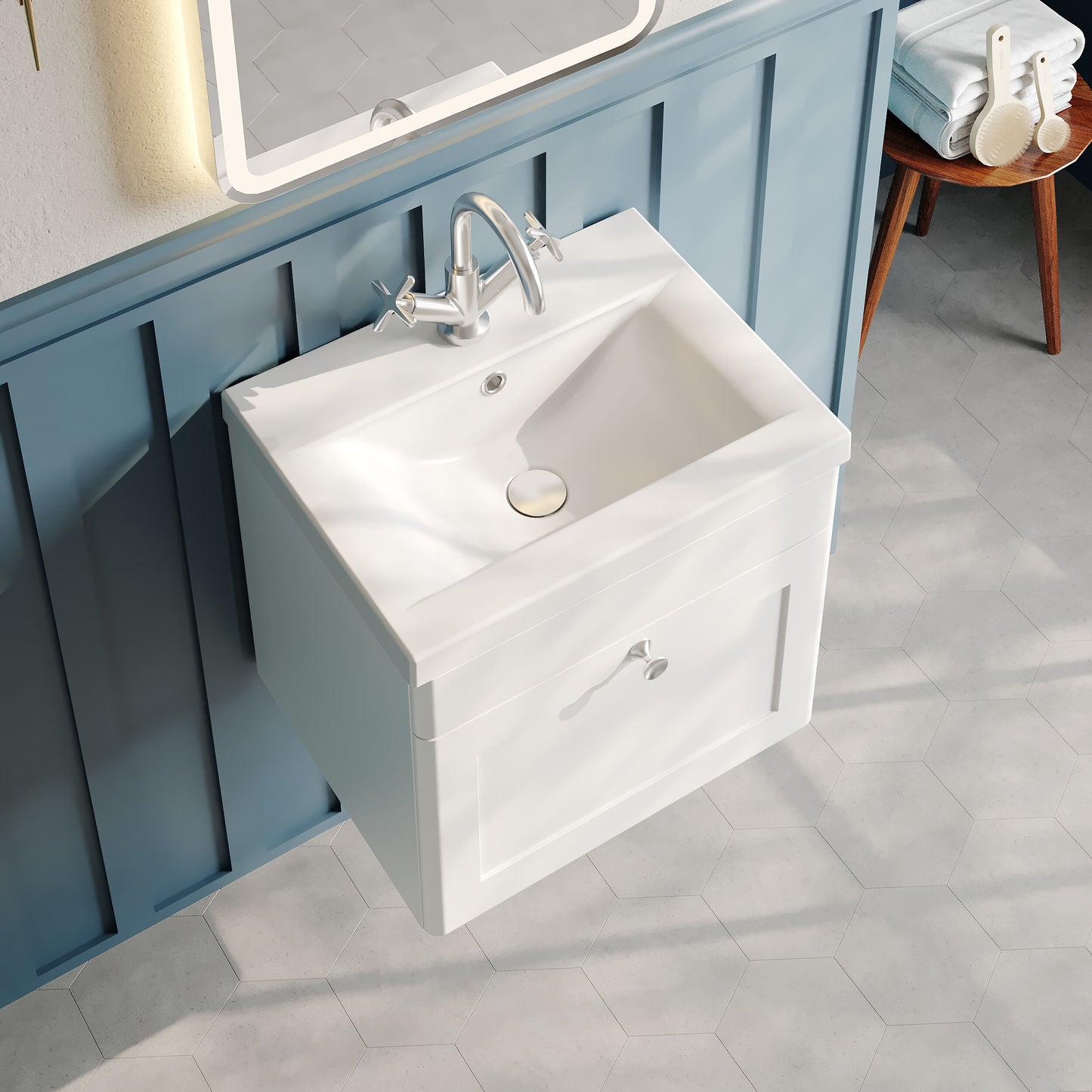 Nuie Classique 500mm Wall Hung 1 Drawer Vanity Unit with Basin
