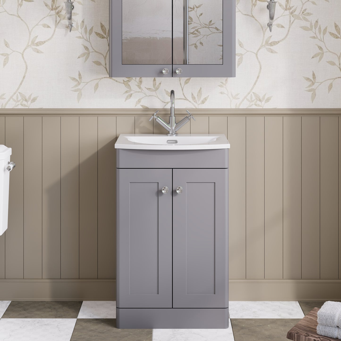 Nuie Classique 500mm Floor Standing 2-Door Vanity Unit & Basin