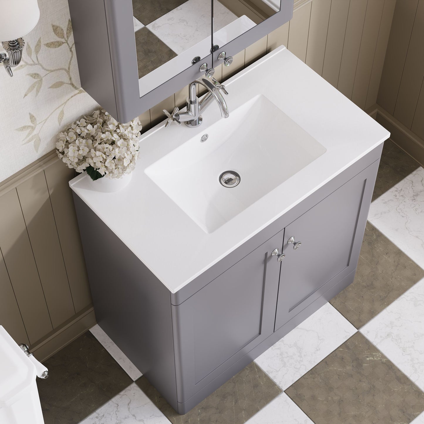 Classique 800mm Floor Standing 2-Door Vanity with Basin - 1 Tap Hole