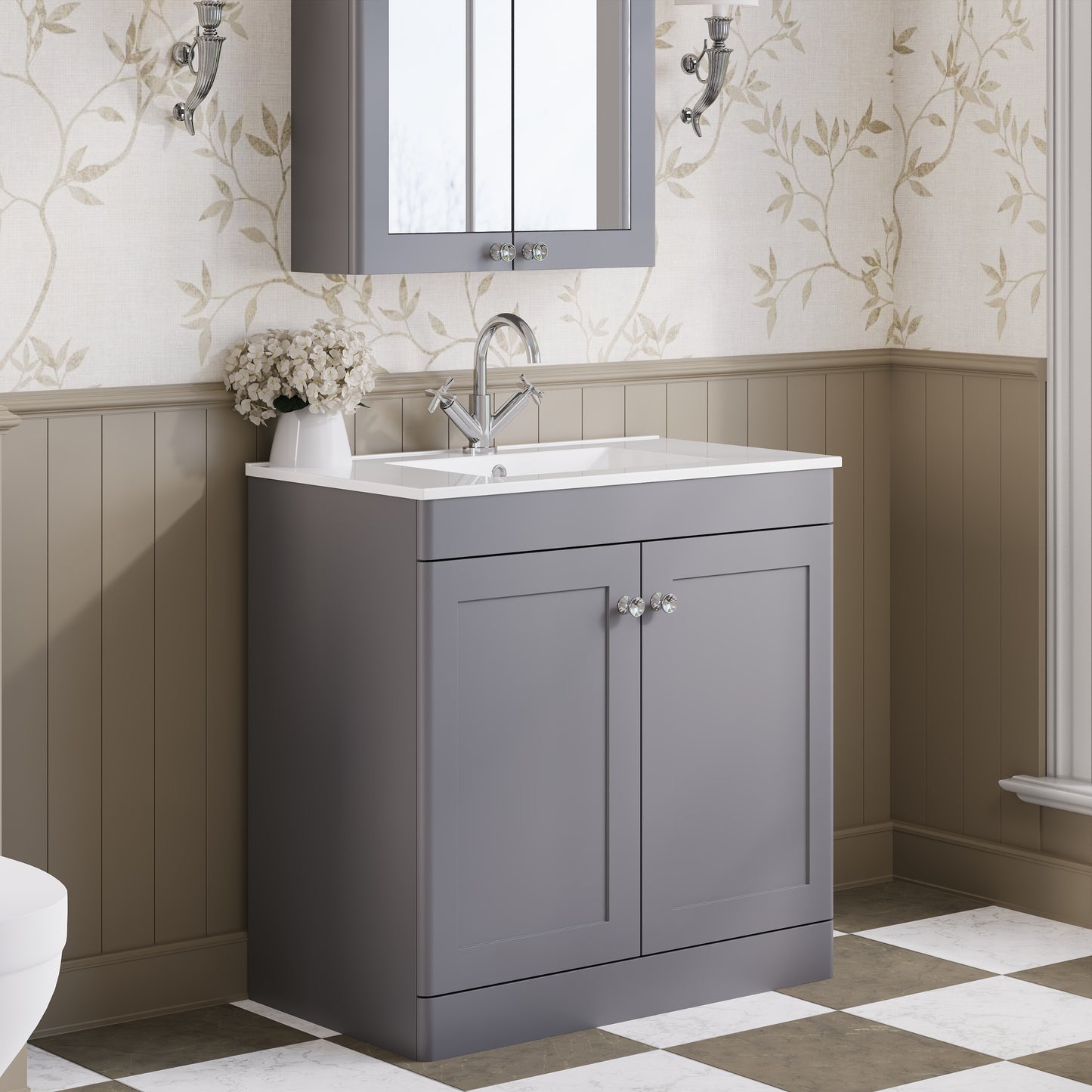 Classique 800mm Floor Standing 2-Door Vanity with Basin - 1 Tap Hole