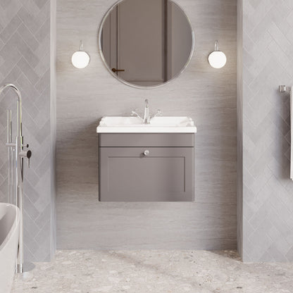 Nuie Classique 600mm Wall Hung 1 Drawer Unit & 1 Tap Hole Fireclay Basin