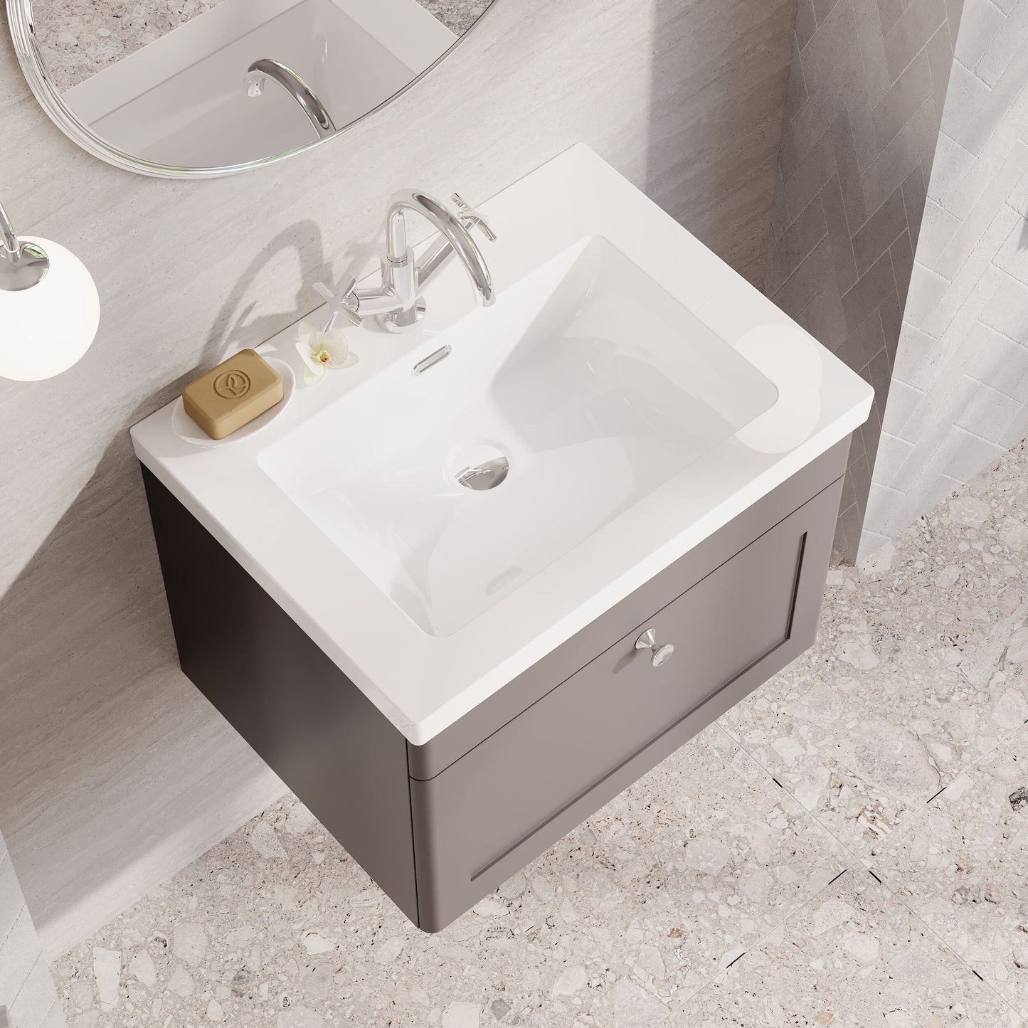 Classique 600mm Wall Hung 1-Drawer Vanity with Basin - 1 Tap Hole