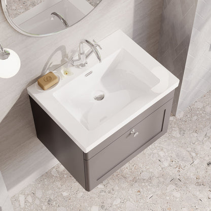 Classique 600mm Wall Hung 1-Drawer Vanity with Basin - 1 Tap Hole