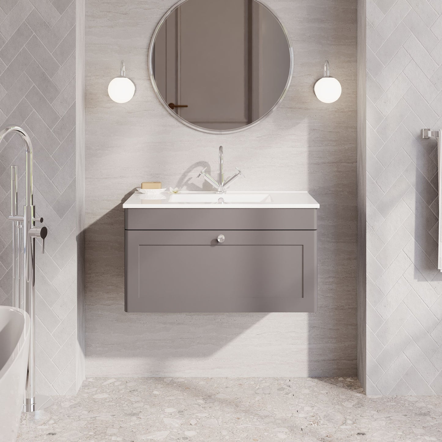 Classique 800mm Wall Hung Single Drawer Vanity with Basin - 1 Tap Hole