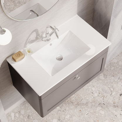 Classique 800mm Wall Hung Single Drawer Vanity with Basin - 1 Tap Hole