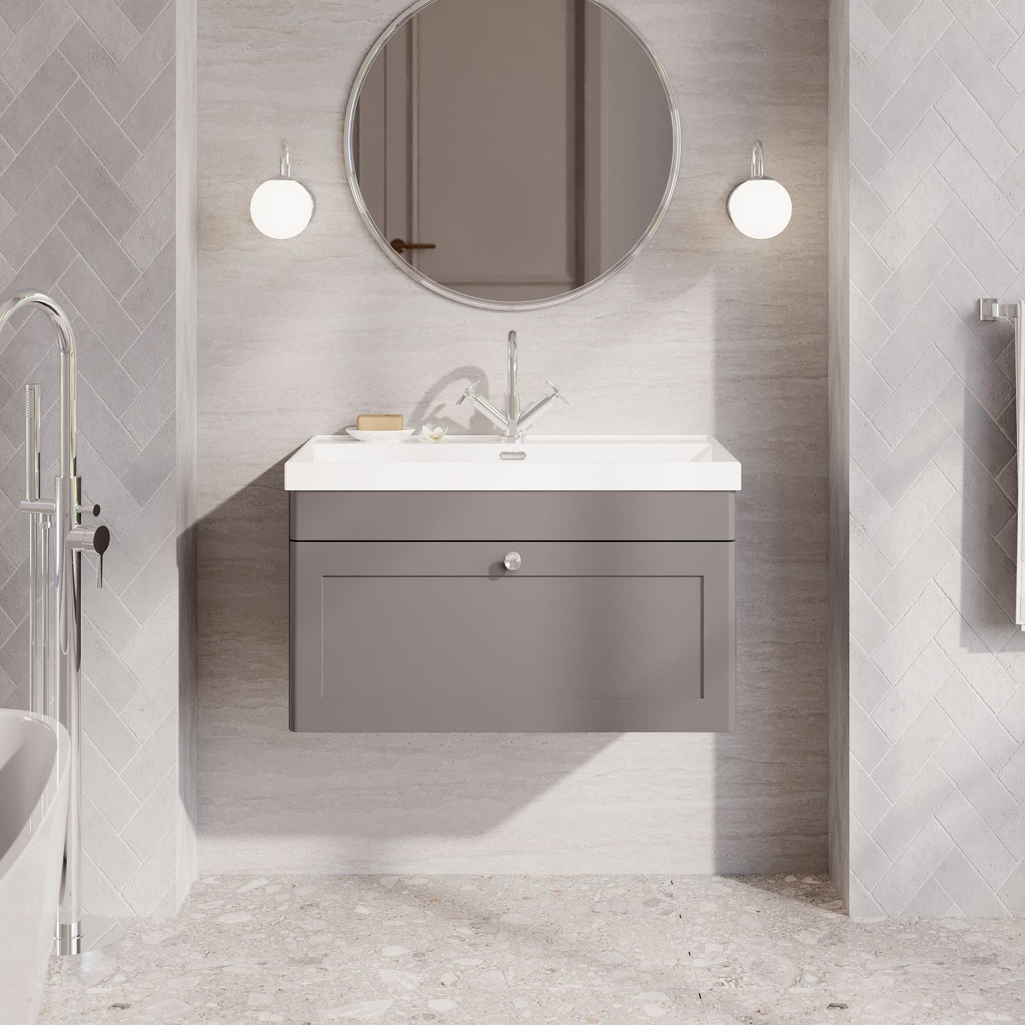 Classique 800mm Wall Hung Single Drawer Vanity with Basin - 1 Tap Hole