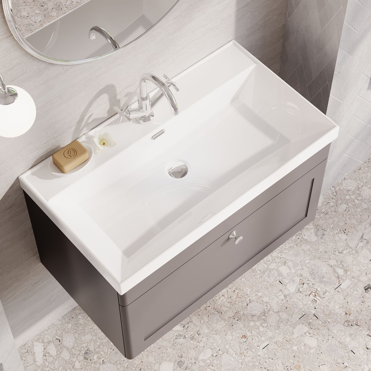 Classique 800mm Wall Hung Single Drawer Vanity with Basin - 1 Tap Hole