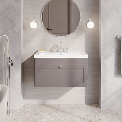 Classique 800mm Wall Hung Single Drawer Vanity with Basin - 3 Tap Hole