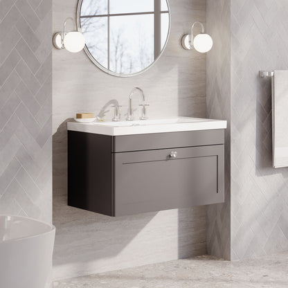 Classique 800mm Wall Hung Single Drawer Vanity with Basin - 3 Tap Hole