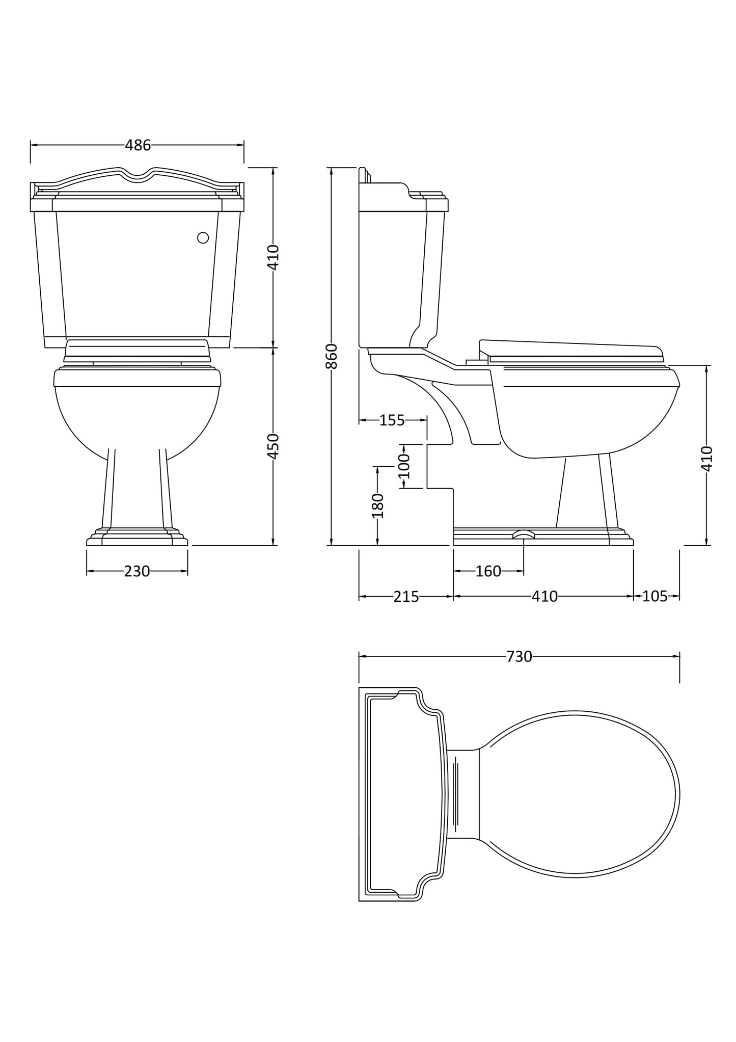 Nuie Legend Traditional Close Coupled Toilet