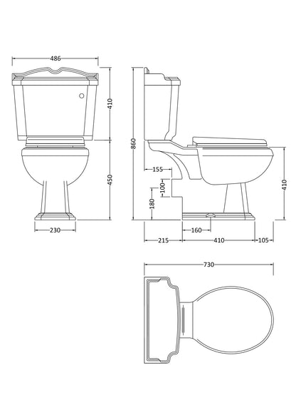Nuie Legend Traditional Close Coupled Toilet