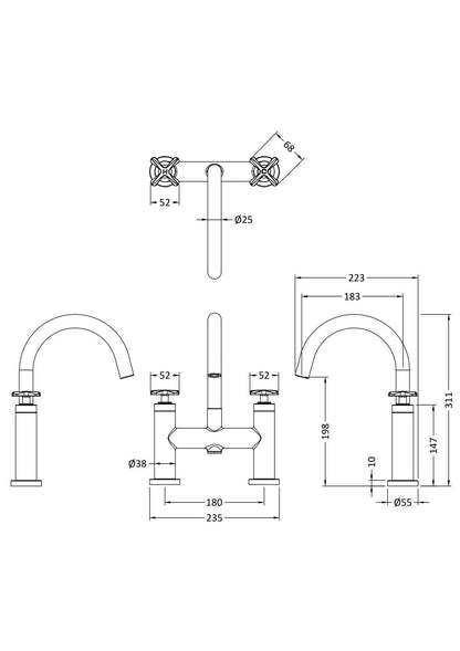 Aztec Deck Mount Bath Filler