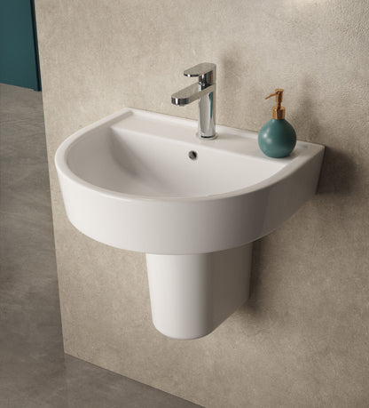 Hudson Reed Luna 420mm Basin & Semi Pedestal With Fixings & Overflow