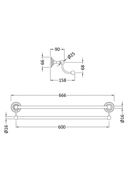 BC Sanitan Victrion Brushed Nickel Double Towel Rail