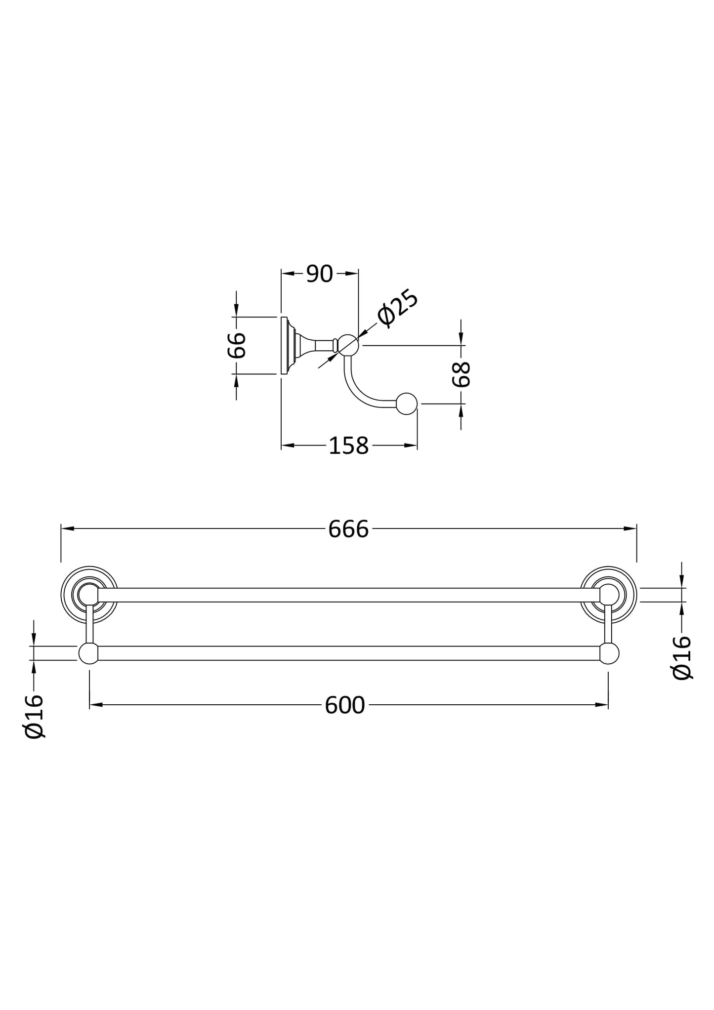 BC Sanitan Victrion Chrome Double Towel Rail