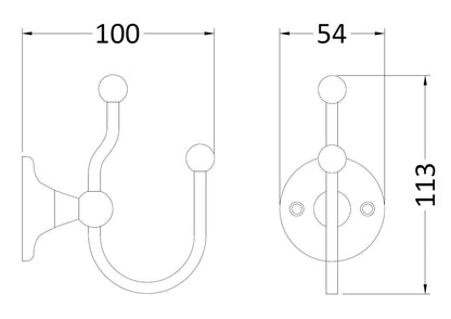 BC Sanitan Victrion Gold Double Robe Hook