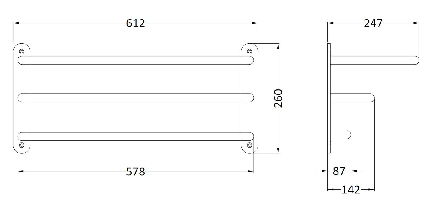 BC Sanitan Victrion Nickel 3 Tier Towel Rack