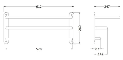 BC Sanitan Victrion Nickel 3 Tier Towel Rack