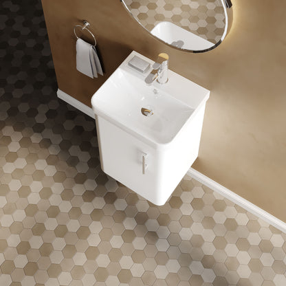 Nuie Core 400mm 1 Door Gloss White Wall Hung Vanity Unit With Basin